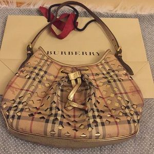 Authentic BURBERRY Nova Check Gold Metallic Bag
